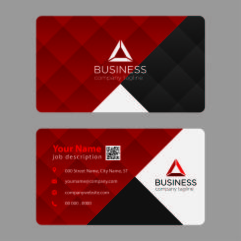 Geometric Red Business Card vector
