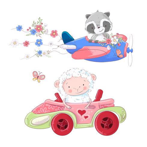 Cute cartoon illustration set transport airplane and car convertible style  hand drawing. 598776 Vector Art at Vecteezy