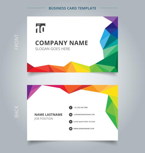 Business name card template design abstract colorful low polygon style on white background. vector