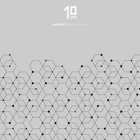 Abstract technology black hexagons pattern and node connection on gray background vector