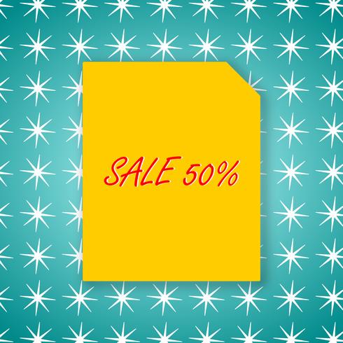 Sale banner 50 template design on yellow paper and green background for poster vector illustration.