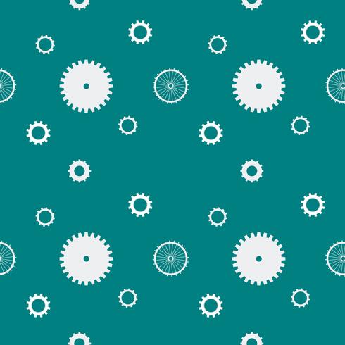 Seamless pattern background cogs gears cogwheels. White gears on dark green background. Design concept vector illustration.