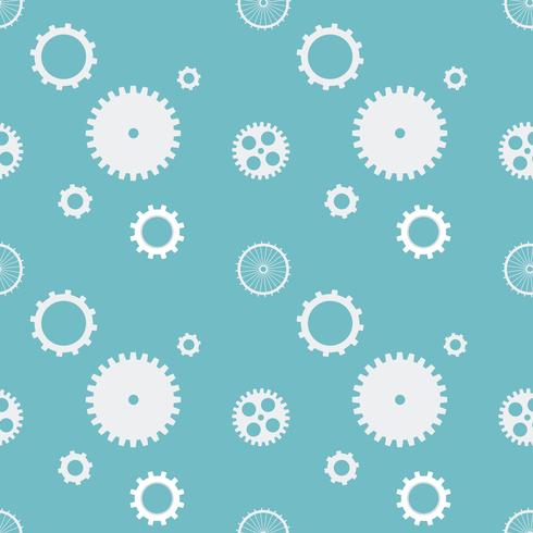Seamless pattern background cogs gears cogwheels. White gears on blue background. Design concept vector illustration.