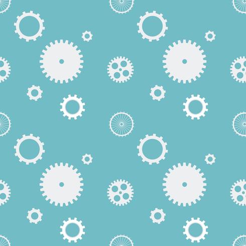 Seamless pattern background cogs gears cogwheels. White gears on blue background. Design concept vector illustration.