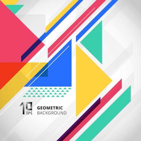 Abstract colorful geometric with triangles on white background and copy space. vector
