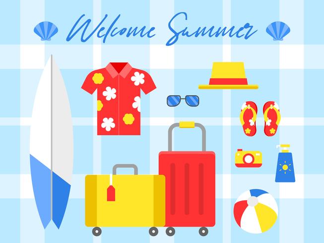 Summer vacation, Summer beach poster vector illustration