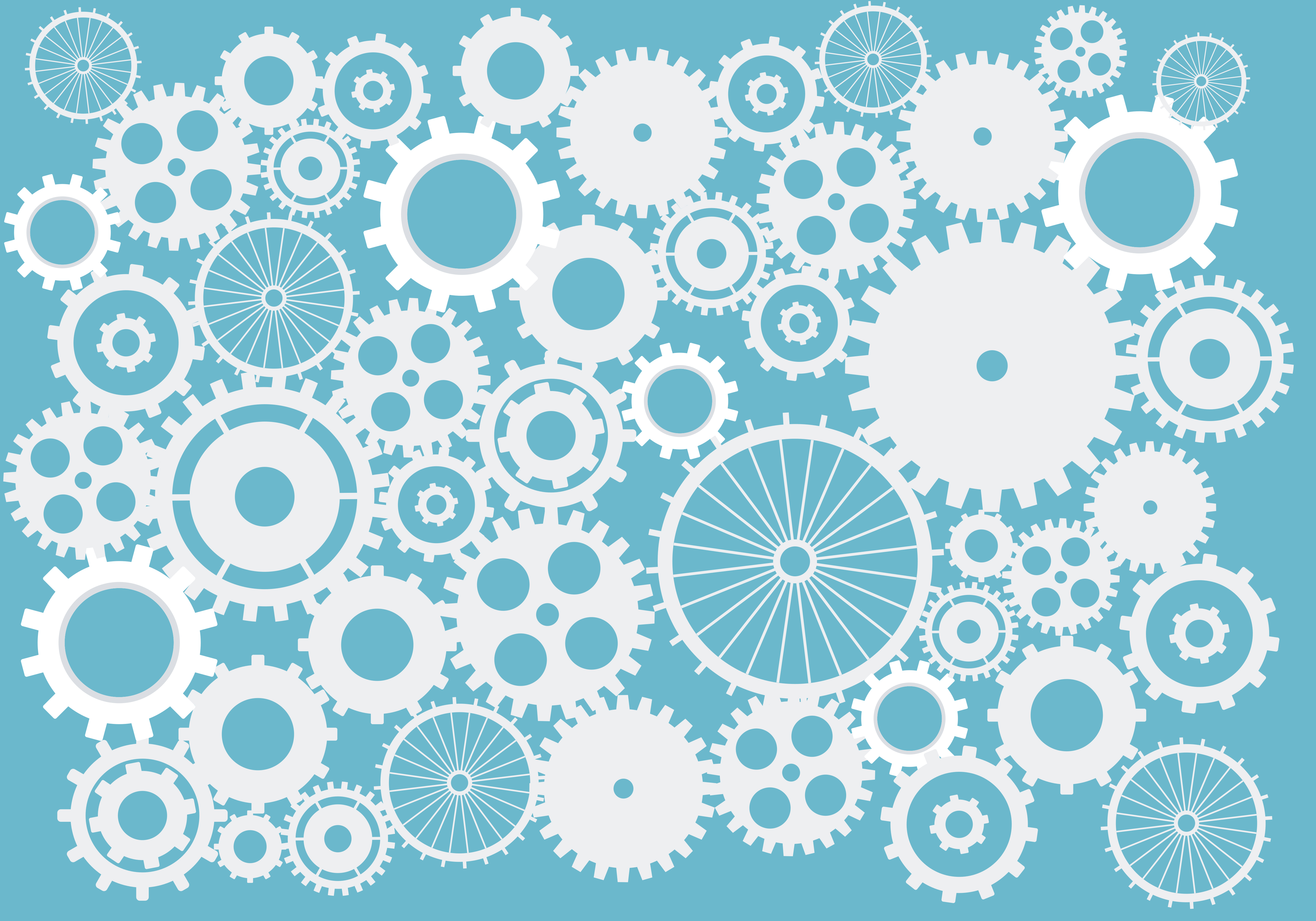 Cogs and gears. abstract background vector in blue on isolated