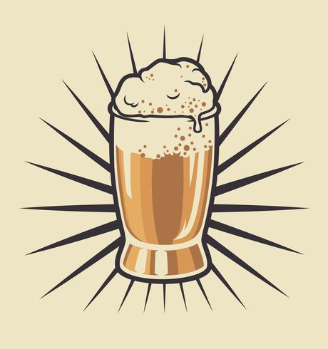 Ilustración en color del vaso de cerveza vector