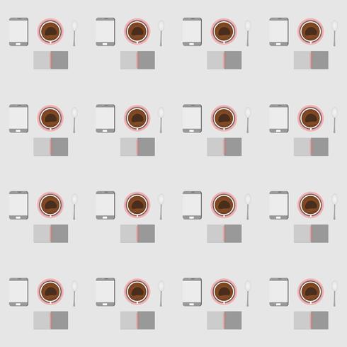 Set of coffee book smartphone pattern seamless for business. Concept design for vector illustration.