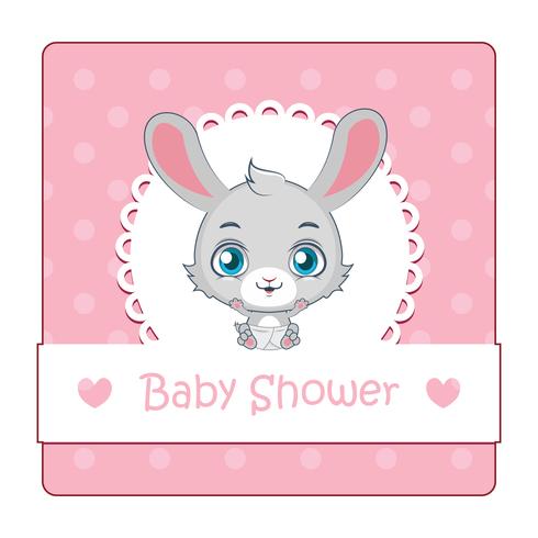 Cute sign for baby shower with rabbit vector