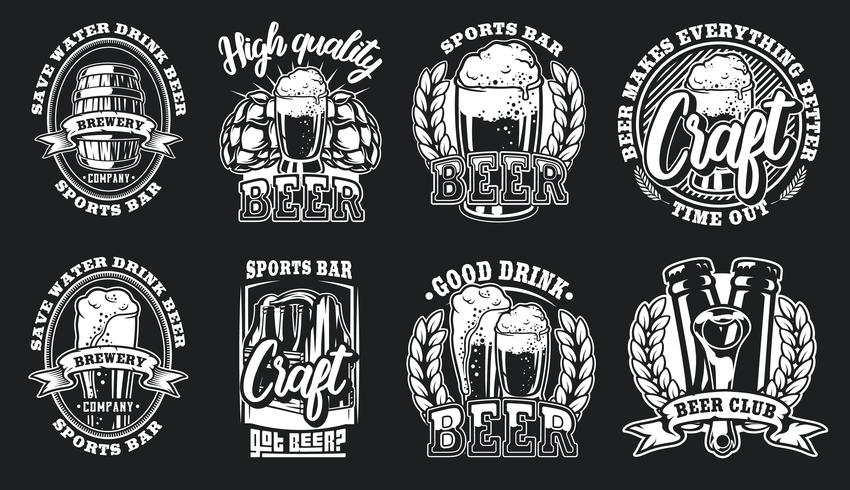 Set of illustrations of beer logos vector