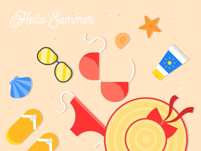 Summer vacation, Summer beach poster vector illustration