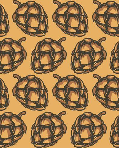 Seamless pattern of hop cones  vector
