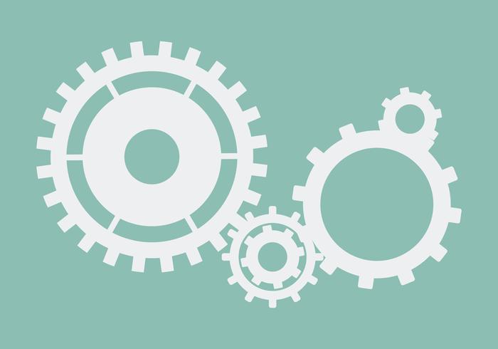 Cogs and gears icon engineering vector in blue on isolated background