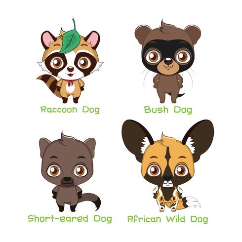 Set of various canine species vector