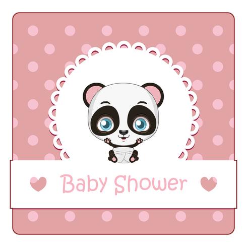 Tarjeta de baby shower con lindo panda vector