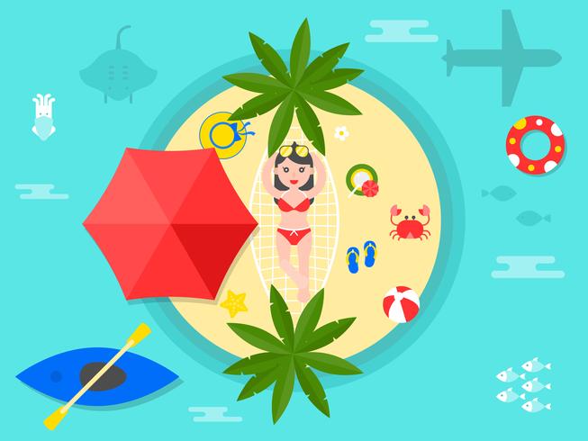 Vacaciones de verano, ilustración de vector de cartel de playa de verano