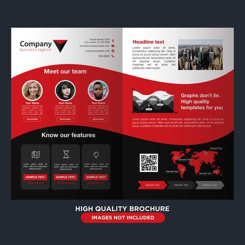 Red Black Business Fold Brochure vector