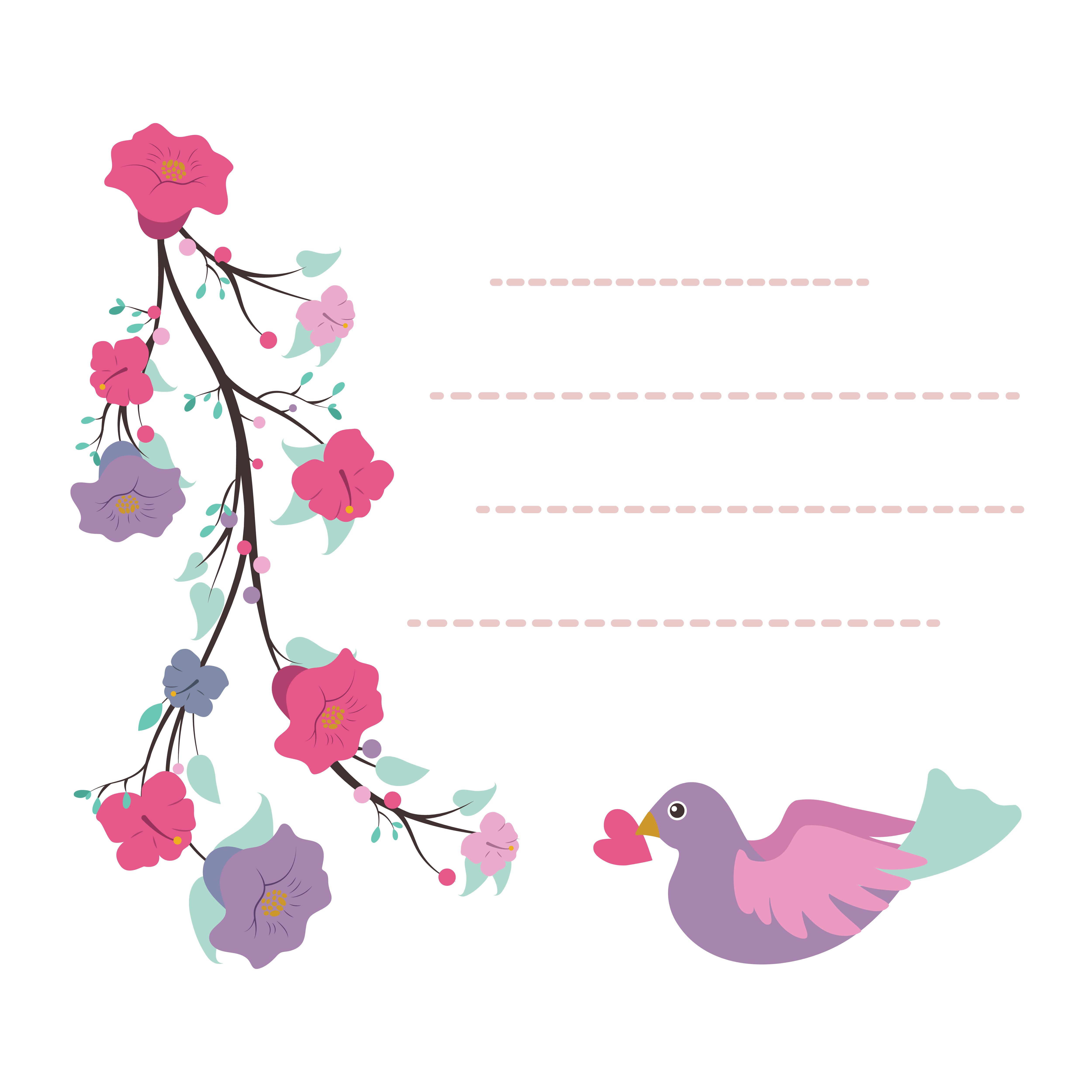 Lovely notepad template with bird and flower design 599171 Vector Art ...