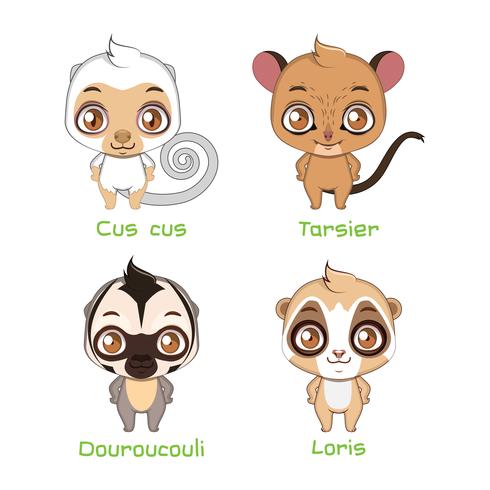 Set of smaller sized primates vector