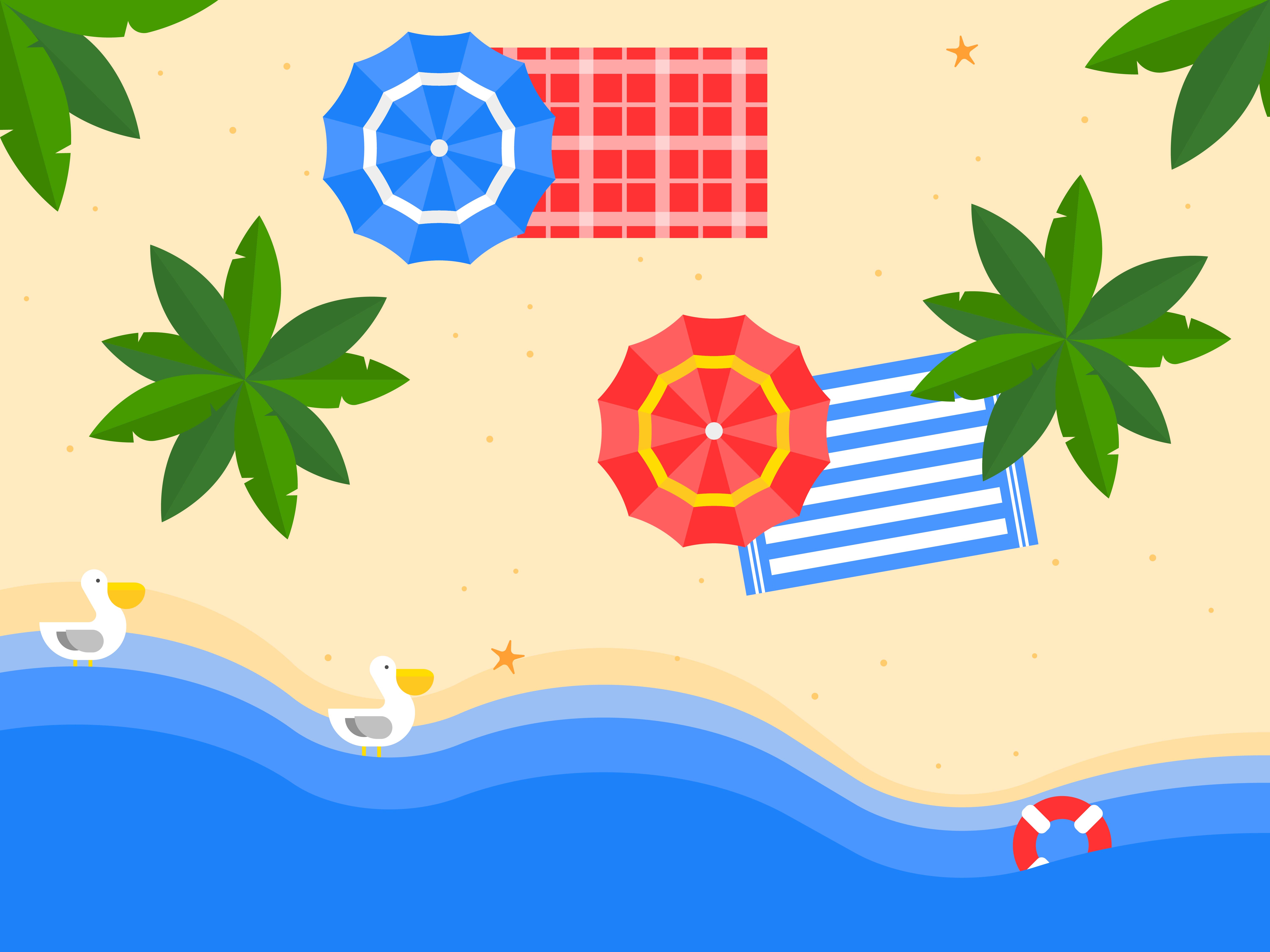 Summer vacation, Summer beach poster vector illustration 599226 Vector