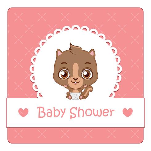 Baby shower card with cute squirrel vector