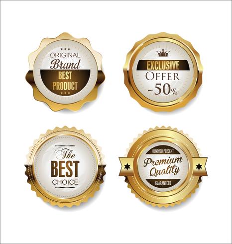 Luxury premium golden badges and labels vector