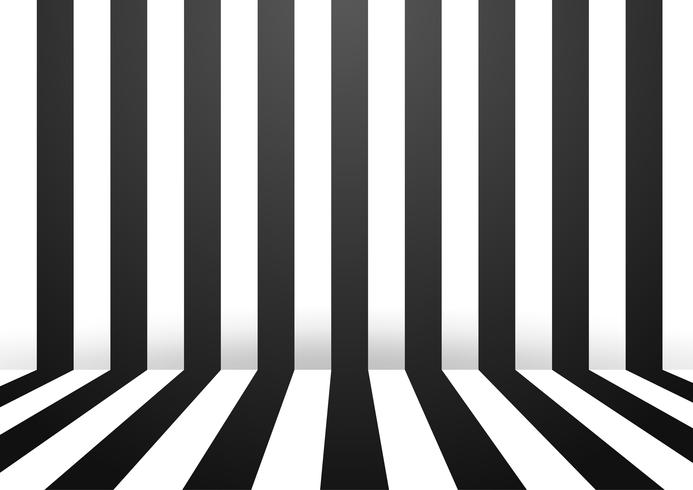 Black and White Abstract stripe wall room background. Vector Illustration.