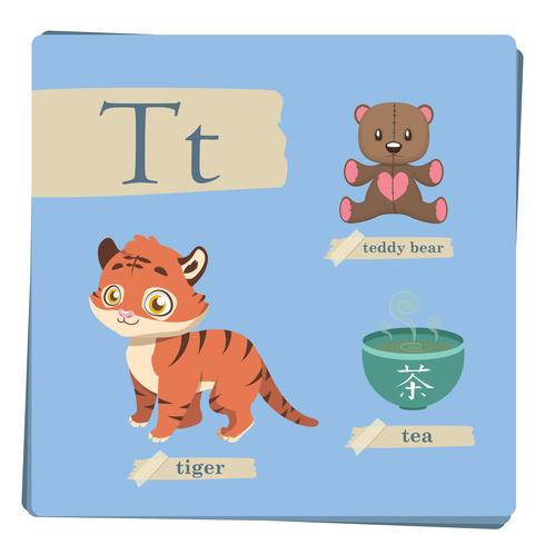 Alfabeto colorido para niños - Letra T vector