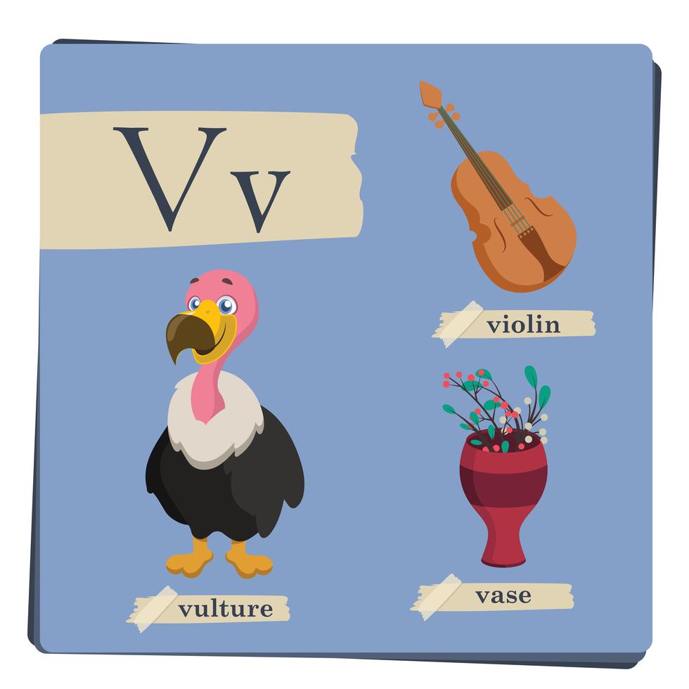 Alfabeto colorido para niños Letra V