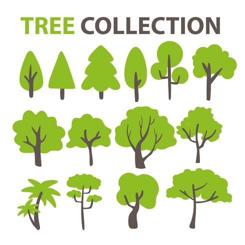 Flat tree collection For decorating the background of a cartoon tree vector