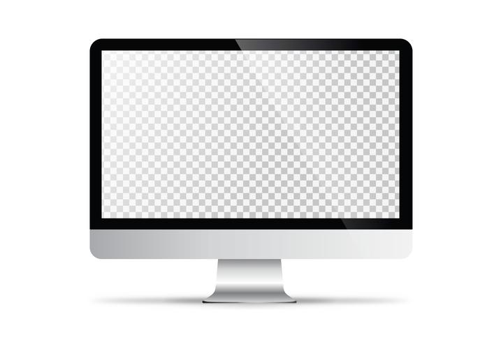 Maqueta en frente del monitor que se ve realista con pantalla transparente vector