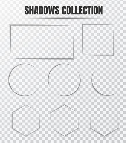 Realistic shadow effect vector set Separate components on a transparent background