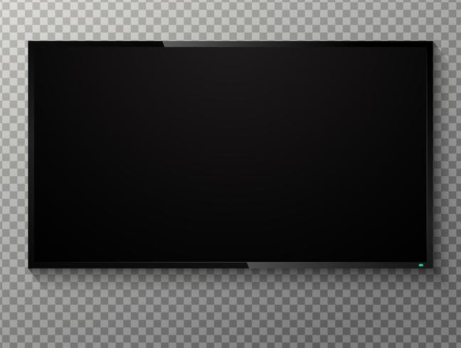 Realistic blank black screen TV On a transparent background. vector