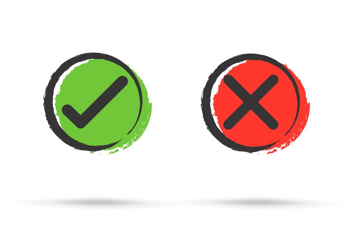 True and false symbols accept rejected for evaluation. Vector Simple and modern style.