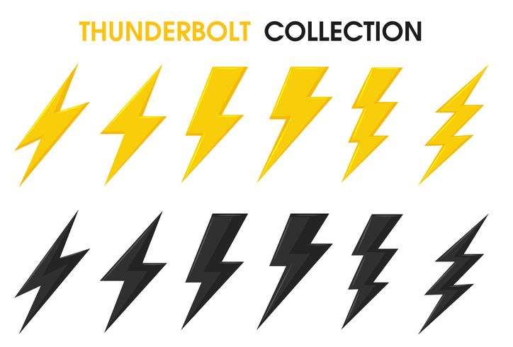 Thunder and Bolt Lighting conjunto de colecciones de vectores flash. aislar sobre fondo blanco