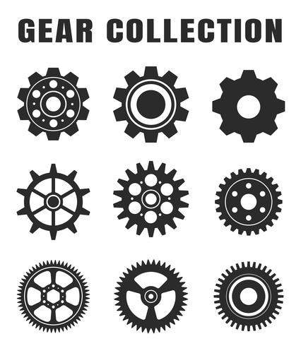 Gear tooth icon set, parted on a white background. vector