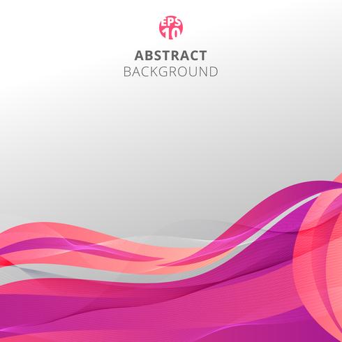 Las ondas rosadas coloridas abstractas con las líneas del modelo se torcen en el fondo blanco. vector