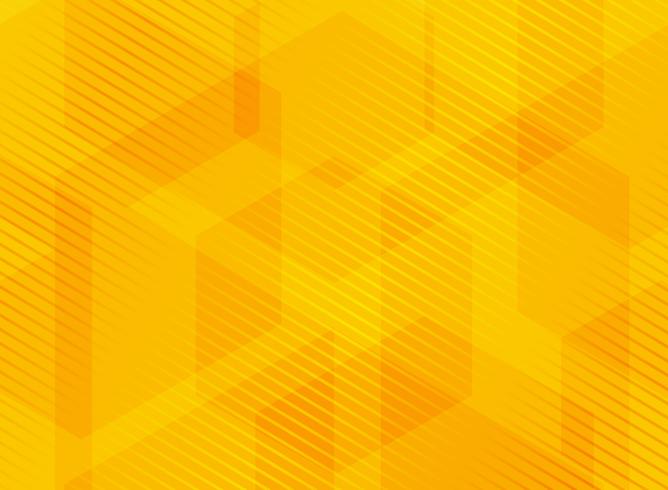 Abstract geometric hexagons yellow background with striped lines. vector