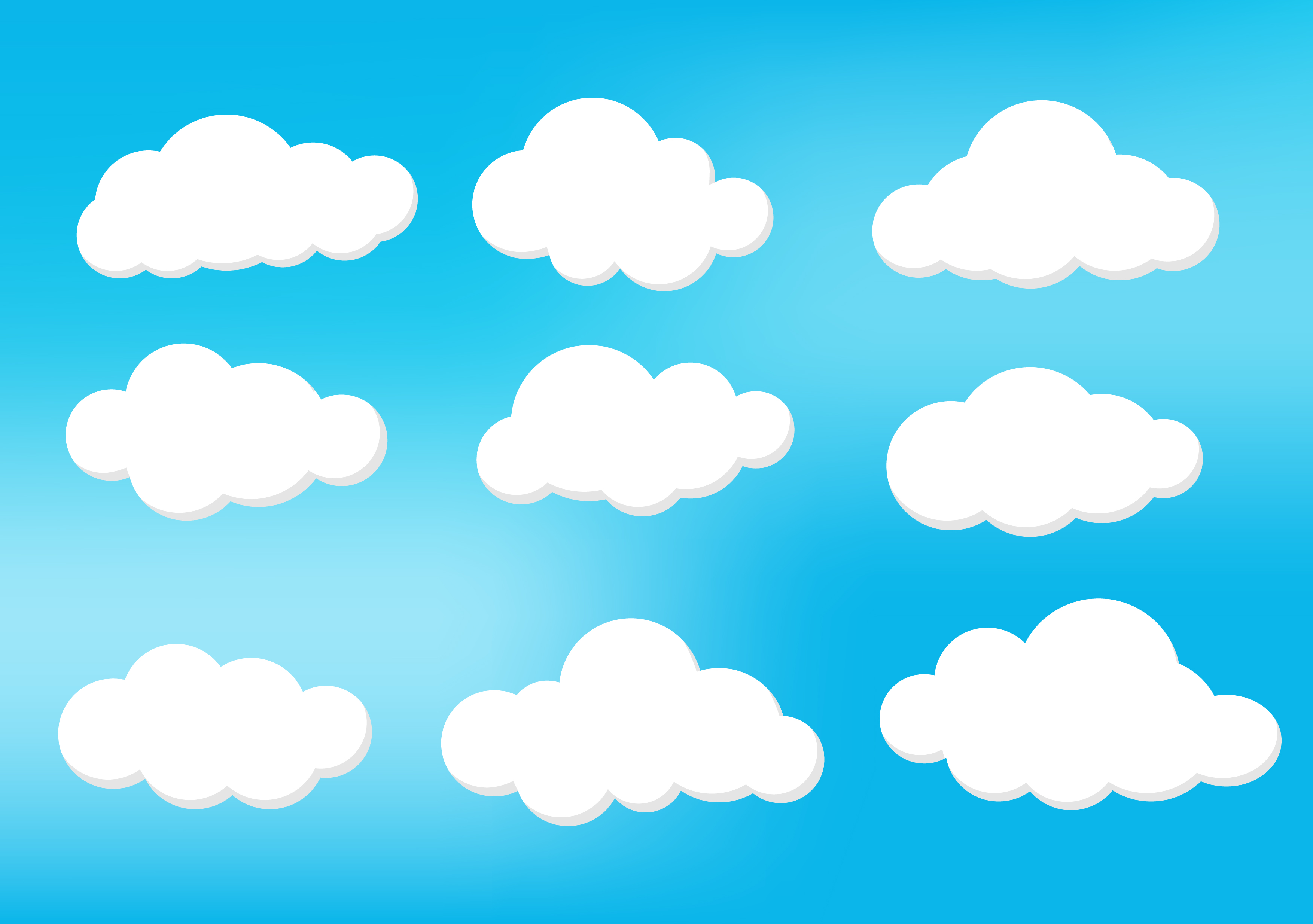 Clouds in the sky in various forms. Light and shadow make the picture look  beautiful. Can be used for a variety of tasks. The cartoon, design and many  more. 600509 Vector Art