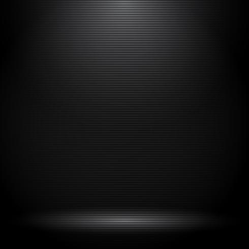 Black studio room with lighting effects and horizontal lines texture. vector