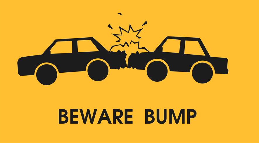 Beware bump. Signs to reduce road accidents. Vector illustration.