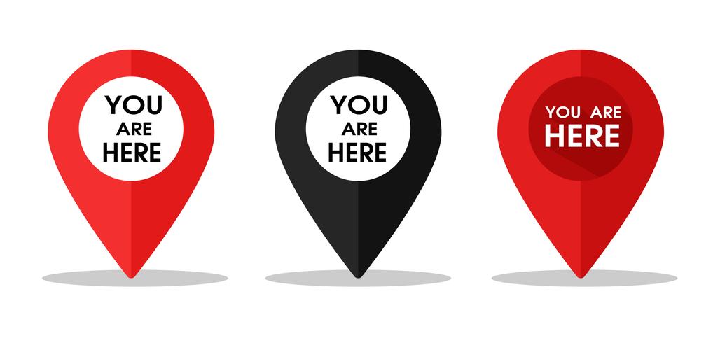 Pin icon for telling the location on the map or GPS. Vector Illustration