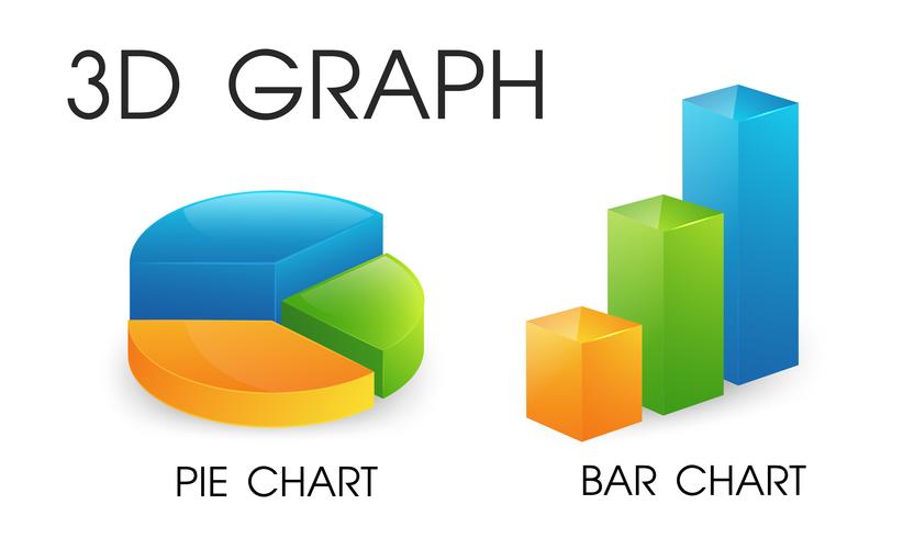 3D pie and bar chart that looks beautiful and modern vector