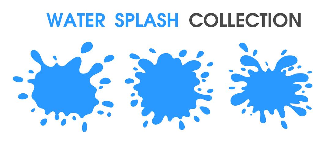 Colección de salpicaduras de agua estilo simple de dibujos animados. vector