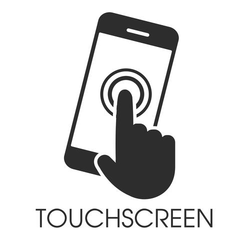 Icon pointing on the touch screen of the smartphone vector