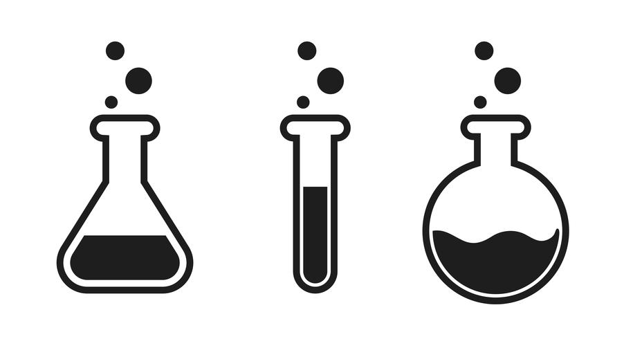 Icono de probeta líquida en el laboratorio de ciencias. vector