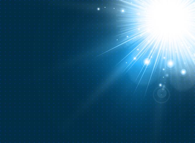 Abstract technology with lighting burst on blue background. vector