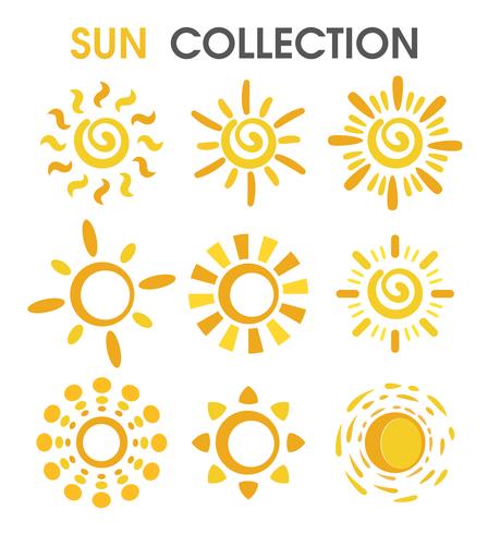 The colorful cartoon sun in a simple format. vector