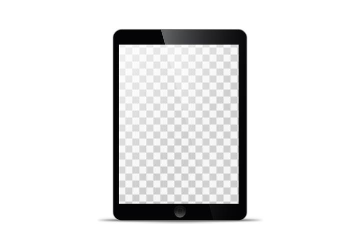 mockup in front of a black tablet that looks realistic With a transparent blank screen. vector